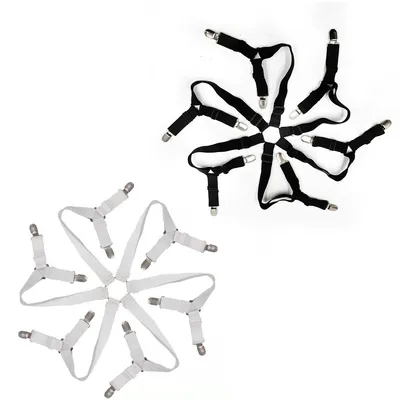 Produktbild von Bettlakenspanner Einstellbar, 12 Robuste Metallclips, 6-seitiger Spannbettlakenhalter, Für Runde und Quadratische Matratzen