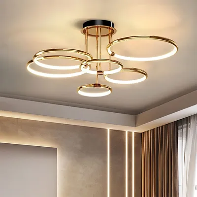 Produktbild von Welikera LED Deckenleuchte 6 Ring Design Beleuchtung, Dimmbar, Ø96cm, 5 Köpfe, LED fest integriert