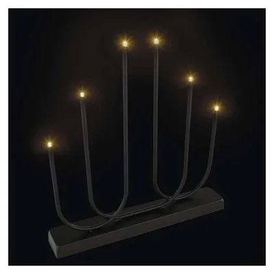 Image de EMOS Bougeoir LED avec 6 bougies LED, bougeoir en métal, lumière blanche chaude, minuterie 6/18 h, alimentation par piles 2x AA, 10000 h, noir, DCAW24