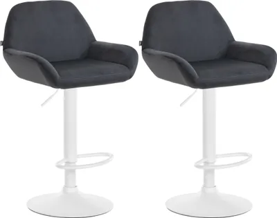 Produktbild von DELUKE® Barhocker 2er Set DUBLIN - Schwarz, Samt, Weiß | Barhocker mit Lehne Barstuhl Tresenhocker Tresenstuhl Kneipenhocker Kneipenstuhl
