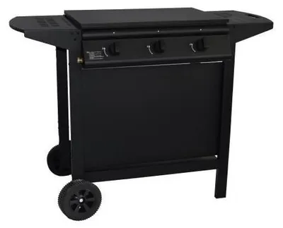 Image de Barbecue Gaz Plancha GRILL GARDEN, 3 Brûleurs, Avec Capot de Protection, Allumage Piezo Électrique, Noir