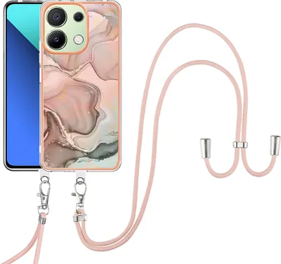 Obrázek produktu pro Pouzdro s řemínkem pro Xiaomi Redmi Note 13 4G, vzorované TPU nárazník, ochranné pouzdro s nastavitelným popruhem Béžový