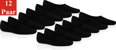 Produktbild von 12 Paar Damen & Herren Füßlinge – Unsichtbare Sneaker & Sport-Socken mit rutschfestem Silikon,  Schwarz/47-50