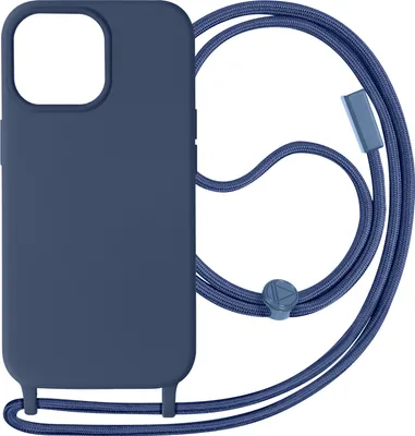 Image de Avizar, coque de protection avec chaîne en nylon (80 cm) pour Apple iPhone 15 Pro, couleur bleu nuit