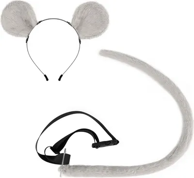 Produktbild von 2 Teile/satz Imitation Maus Ohr Schwanz Set Tier Ohr Stirnband Verstellbare Taille Gürtel Schwanz Kostüm Zubehör Weihnachten Cosplay Requisiten