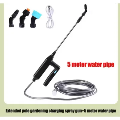 Produktbild von Akku Gartensprühgerät mit 5 m Schlauch, Elektrische Pflanzenspritze, USB aufladbar, 3 Düsen, Teleskopstange 60 cm