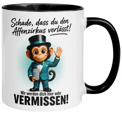 Produktbild von Tasse Abschied – „Schade dass du den Affenzirkus verlässt“ – Abschiedsgeschenk Kollegen