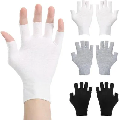Productafbeelding van Katoenen handschoenen zonder vingertoppen, geschikt voor eczeem, nachtrust, nachtcrème en spa-behandelingen (zwart, wit en grijs)