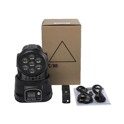 Produktbild von Moving Head Licht, 7x12W RGBW, 14 DMX Kanäle, 7x18, EU-Stecker