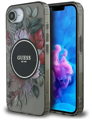 Image de Etui Guess Iml Flowers Magsafe Do Iphone 16E Czarny
