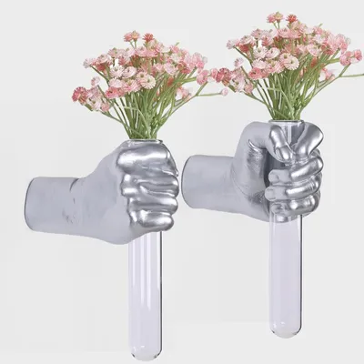 Immagine prodotto di Due sculture da parete, color argento, per la decorazione della parete, ideali per il soggiorno