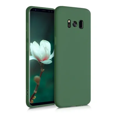 Produktbild von kwmobile Hülle kompatibel mit Samsung Galaxy S8 Hülle - weiches TPU Silikon Case - Cover geeignet für kabelloses Laden - Dunkelgrün matt