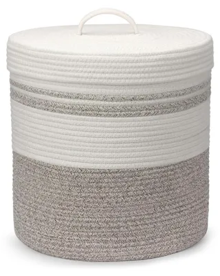 Produktbild von Faltbarer Wäschekorb mit Deckel 35x42cm 40L Braun Baumwolle