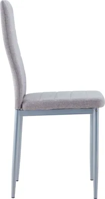 Produktbild von Esszimmerstühle NATHALIE 4er Set, Grau/Schwarz - Polsterstühle mit hoher Rückenlehne, horizontale Steppung, strukturierter Stoffbezug, Alufarbiges Metallgestell, ideal für Esszimmer