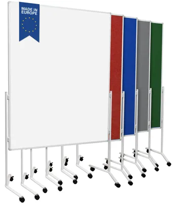 Produktbild von Moderationstafel UP - Whiteboard-Metaplanwand 120x150 cm - einteilig Weiß - Moderationswand mit beidseitig beschreibbarer Oberfläche & Rollen