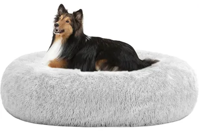 Productafbeelding van Hondenbed, orthopedisch, rond, maat L, 80 x 80 x 20 cm, lichtgrijs