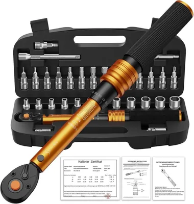 Produktbild von Drehmomentschlüssel Fahrrad 1/4 Zoll 1-25 Nm 33TLG Torque Wrench Set