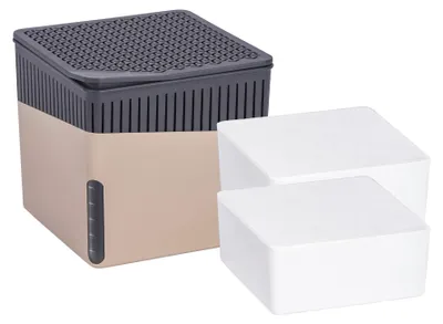 Produktbild von WENKO Luftentfeuchter Cube inkl. 2x1000g Nachfüllpaket Raumentfeuchter Beige