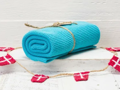 Produktbild von Solwang Küchentuch TÜRKIS gestrickt Putztuch Handtuch Geschirrtuch Gästehandtuch