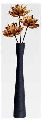Produktbild von Schwarze Keramikvase 41 cm hoch für Pampasgras im minimalistischen Stil, geeignet für Eingangsbereich, Büro, Flur, Wohnzimmer, Kamin, Hochzeit