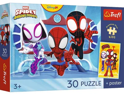 Image de Puzzle 30 pièces, Spiderman en action, avec un poster TREFL