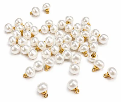 Produktbild von INF Weiße ovale Perlmuttknöpfe mit Goldsockel (50 Stück) S