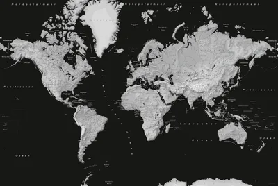 Immagine prodotto di Mappe - Mappa del mondo - Monocromo - Poster didattico - Dimensioni 91,5x61 cm