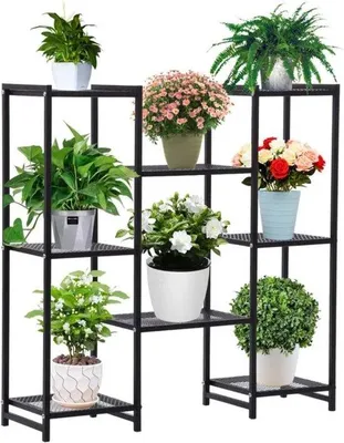 Image de Porte-fleurs à plusieurs niveaux, support d'angle d'intérieur, balcon, terrasse, jardin
