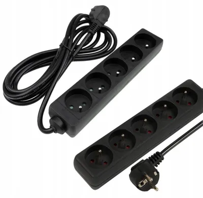 Produktbild von Verlängerungskabel mit 5 Steckdosen, 3 Meter, Stromverteilerleiste, 3x1,5mm, schwarz