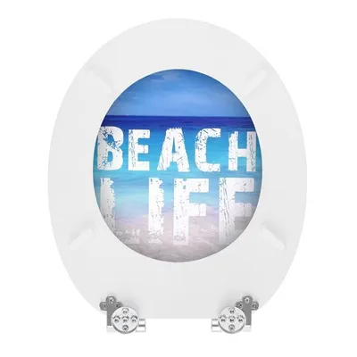 Produktbild von WC Sitz mit Absenkautomatik | Holzkern | stabile Softclose Scharniere | einfache Montage | glatte Oberfläche | tolle Motive zur Auswahl | Holz WC-Deckel universell passend (Beach Life)