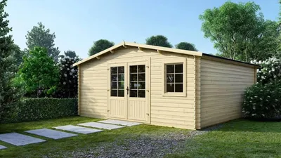 Immagine prodotto di Casetta da giardino in legno - 25m2 - 5x5m - 28mm - colore: naturale