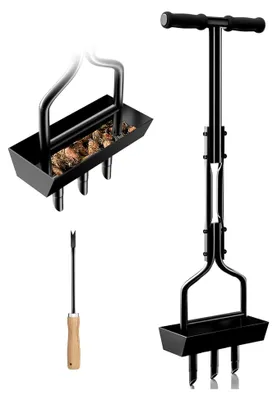 Produktbild von Rasenlüfter, Aerifizierer mit Kernsammelbox und Gartengeräten, T-Griff Rasenbelüfter für verdichtete Böden