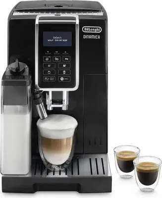 Zdjęcie produktu dla Ekspres Automatyczny Delonghi Dinamica ECAM 350.55.B, Ekran Dotykowy, Wyjmowana Karafka na Mleko, Czarny, Młynek do Kawy