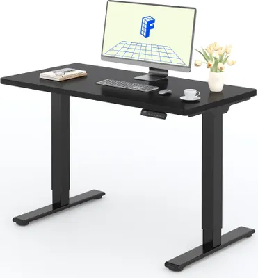 Produktbild von FLEXISPOT Elektrisch höhenverstellbarer Schreibtisch 120x80cm, 100KG Tragkraft, Doppelmotor, 4 Memory Funktion, 25mm Einteilige Tischplatte (Schwarz)