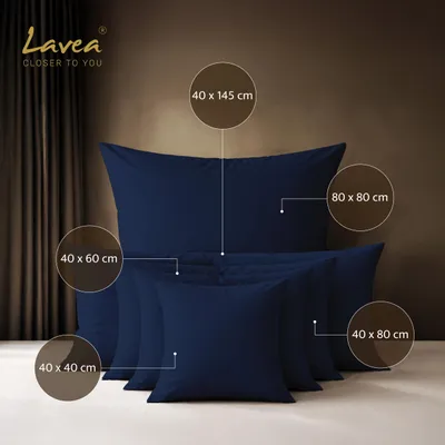 Zdjęcie produktu dla Lavea®: 1 poszewka na poduszkę, 40x60 cm, 100% bawełna, oddychająca, z zamkiem błyskawicznym, łatwa w pielęgnacji, certyfikat OEKO-TEX STANDARD 100 - kolor granatowy