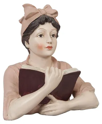 Image de Clayre & Eef Figurine Femme 16x11x19 cm Beige Rose Polyrésine
