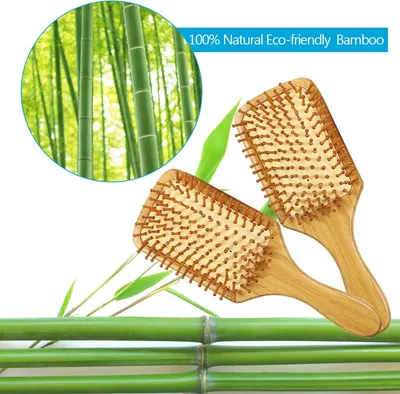 Produktbild von Haarbürste Kamm Bambus Paddel Haarbürste Massage antistatisch für Styling, Kämmen und Kopfhaut