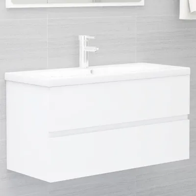 Produktbild von Waschbeckenunterschrank Weiß 90x38,5x45 cm Holzwerkstoff , Badezimmerschränke Design 2024