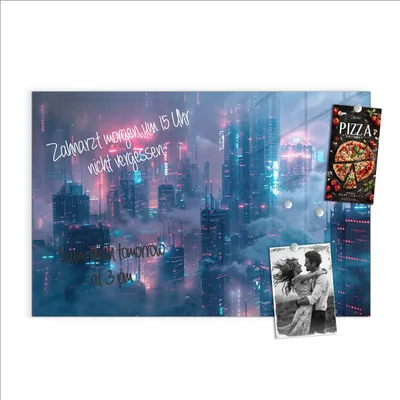 Produktbild von Magnettafel 60x40cm Pinnwand Whiteboard beschreibbar - Futuristische Stadt