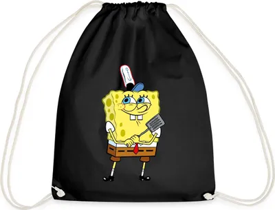 Produktbild von Spreadshirt SpongeBob Schwammkopf Burger Braten Turnbeutel, One size, Schwarz