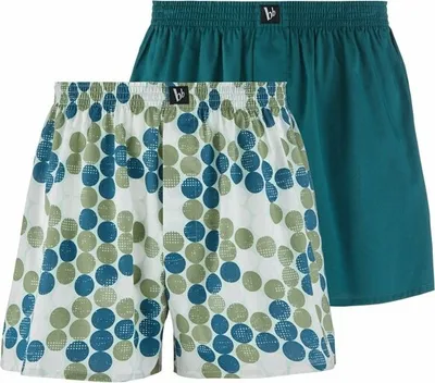 Produktbild von Bruno Banani Herren 2er Pack Boxershort Privilege Grün Weiß Print / Petrolgrün