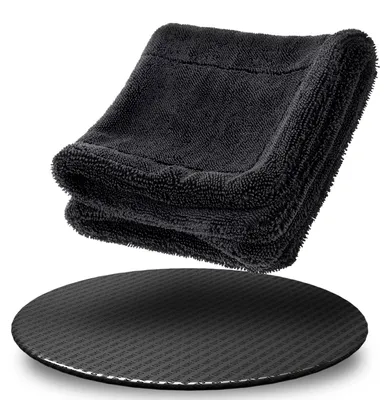 Produktbild von Nuke Guys Gamma Dryer S | Ultra saugstarkes handliches Trockentuch 1400 GSM in Schwarz 40x40cm | Fusselfrei, abgerundete sanfte Fasern, kratzerfrei | Premium Mikrofasertuch für Auto Motorrad Fahrrad