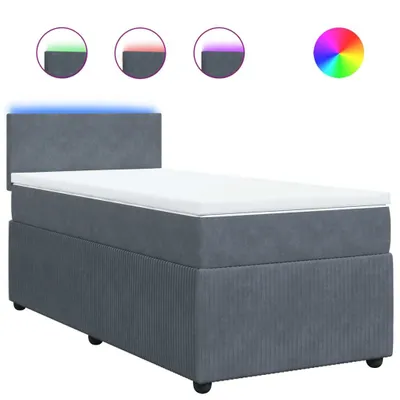 Produktbild von Boxspringbett mit Matratze Dunkelgrau 100x200 cm Samt