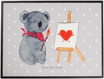 Produktbild von Mr. & Mrs. Panda Schreibunterlage Koala Künstler - Grau Pastell - Geschenk, Liebesgeschenk, malunterlage, Zeichnen, Unterlage Schreibtisch, Liebe, schreibtischunterlagen