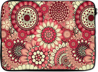 Produktbild von MuchoWow® Laptop Hülle 13 Zoll Blume - Mandala - Retro - Muster Laptoptasche - Laptophülle - Sleeve - Rundumschutz
