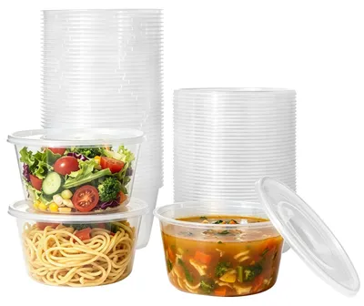 Obrázek produktu pro Plastová dóza s víčkem - 450 ml - Sada 50 kusů - Bez BPA - Průhledná