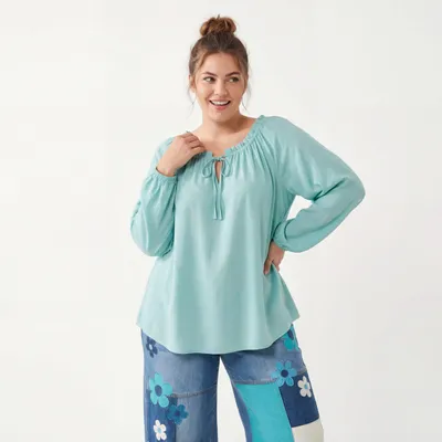 Produktbild von Bluse luftig und leichte Tunika 38-44 Damen Oberteil mit Ausschnitt