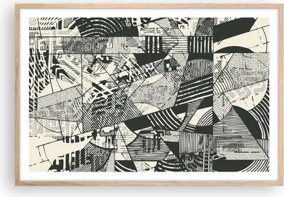 Produktbild von Gerahmtes Poster - Rahmen in heller Eiche - Abstraktion Vintage Schwarz - 91,5x61 cm - Wand Bild - Wanddeko - Wandbilder - Kunstposter - Wandposter - Bilderrahmen - Bilder - Kunstdruck P2NAA91x61-5052
