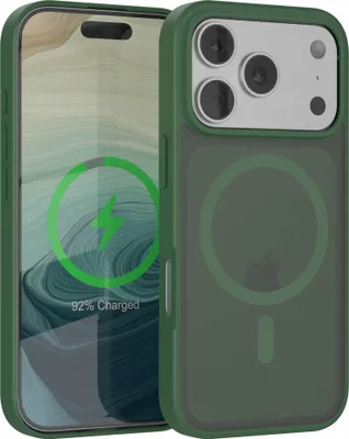 Produktbild von EAZY CASE - Outdoor Case mit MagSafe Funktion kompatibel mit Apple iPhone 17 Pro, induktives Laden, stoßfest, Silikonhülle mit Kameraschutz in Dunkelgrün
