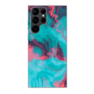 Produktbild von MuchoWow® Handyhülle Schutzhülle Hülle für Samsung Galaxy S22 Ultra Abstrakt - Neon - Rosa - Blau Silikon Softcase Handy Hülle - Abbildung - Geburtstag Teenager